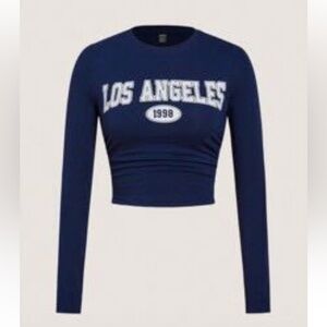 Navy Blue Los Angeles 1998 Women's Cropped Long Sleeve Tee